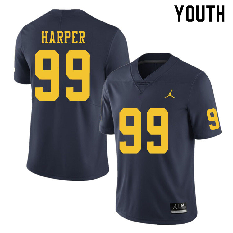 Youth #99 Trey Harper Michigan Wolverines College Football Jerseys Sale-Navy